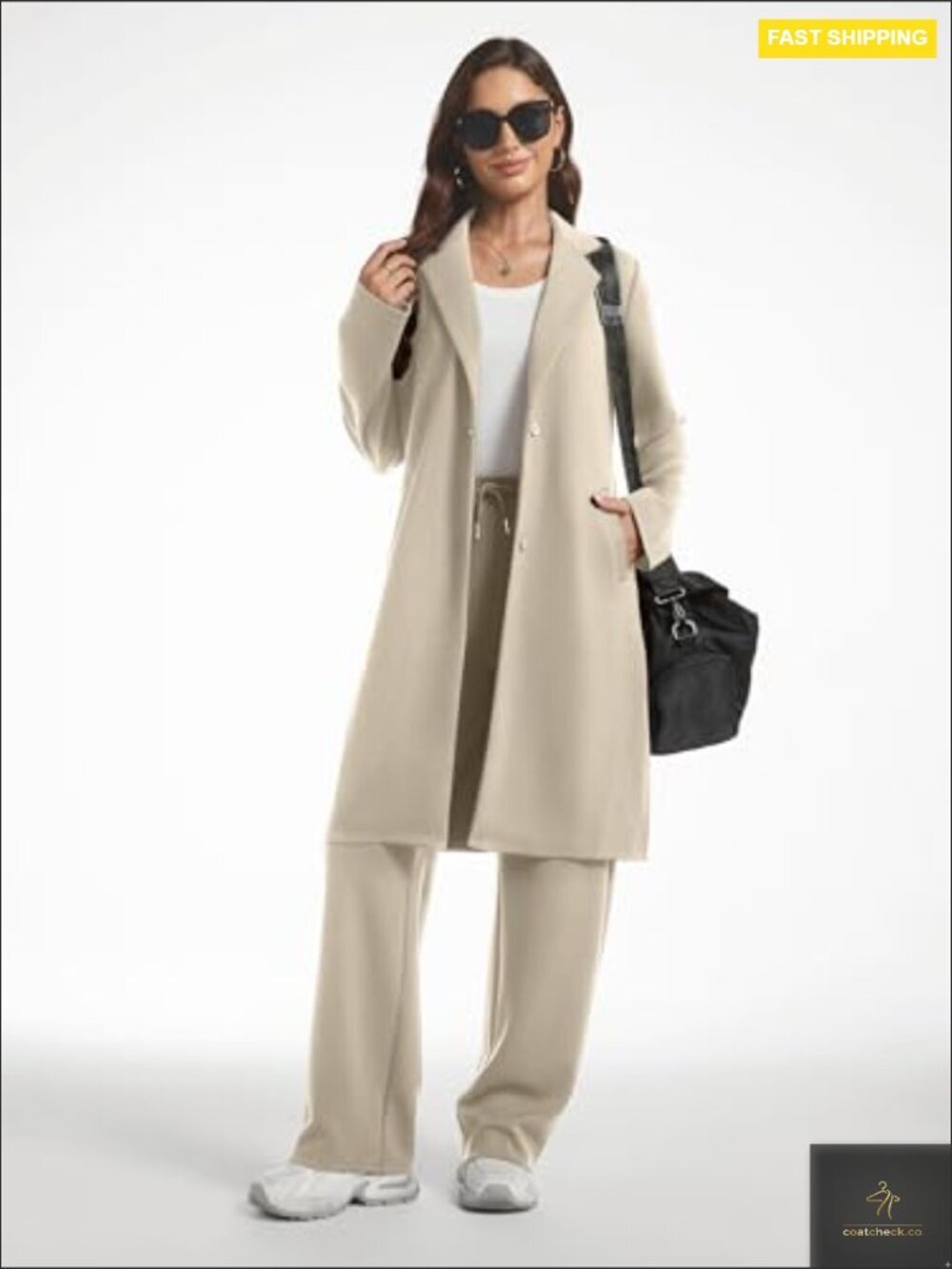 Wide Leg Pants Suit 2 Piece Set Cardigan Pea Coat Lounge Outfits Travel Wear - Picture 4 of 7